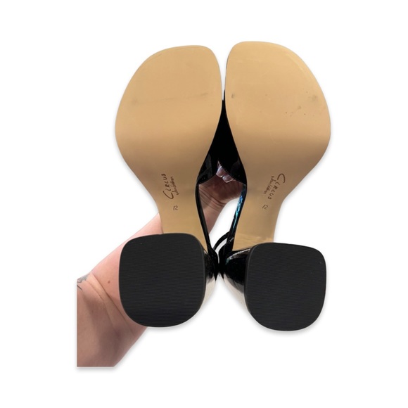 Circus by Sam Edelman Rosa Black Patent Mary Jane ankle strap heels size 12 - Picture 7 of 10